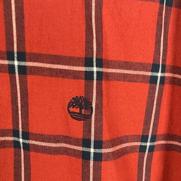 TIMBERLAND Regular Fit Light Flannel Shirt Mens XXL Burnt Orange Plaid Outdoor - Picture 4 of 10